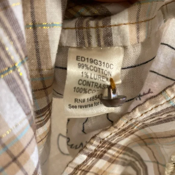 ARATTA SILENT JOURNEY LRG ROUGH RIDER PLAID EMBROIDERED FLORAL BACK TUNIC SHIRT - Picture 13 of 13